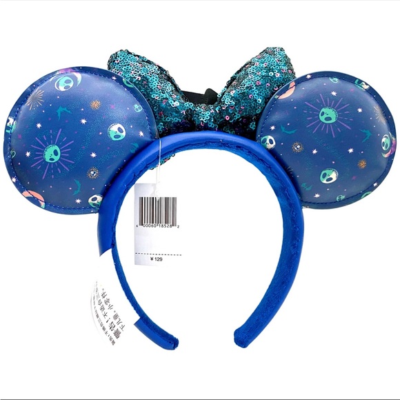 Disney Nightmare Before Christmas Blue Sequin Minnie Ears Headband